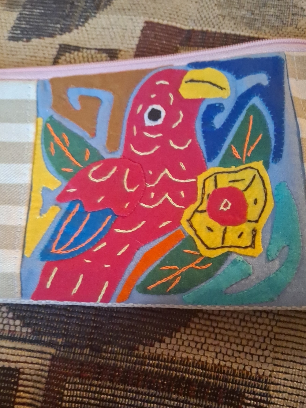 Bright Pink Parrot Bird Pouch Zippered